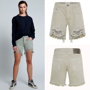 One Teaspoon Stevies Distressed Boyfriend Denim Shorts 25/ XS Boho Festival